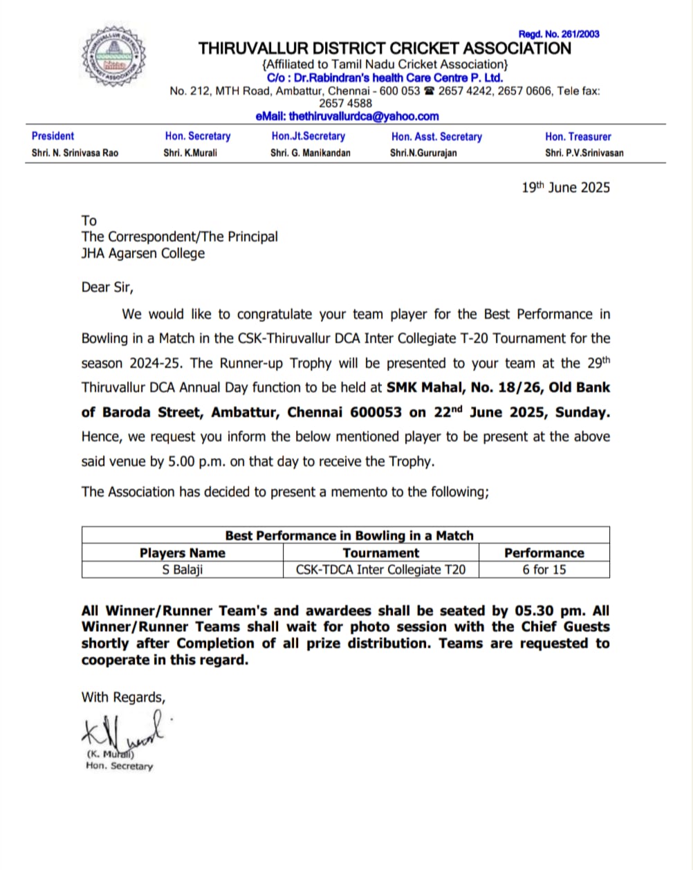 BN Cricket Academy Chennai - Practice Session