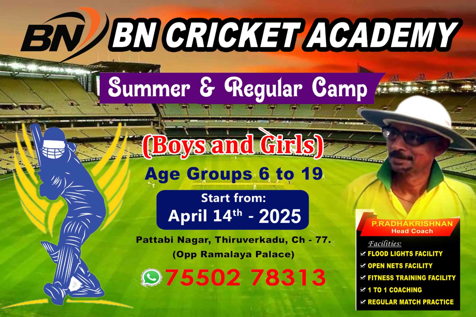 BN Cricket Academy Chennai - Practice Session