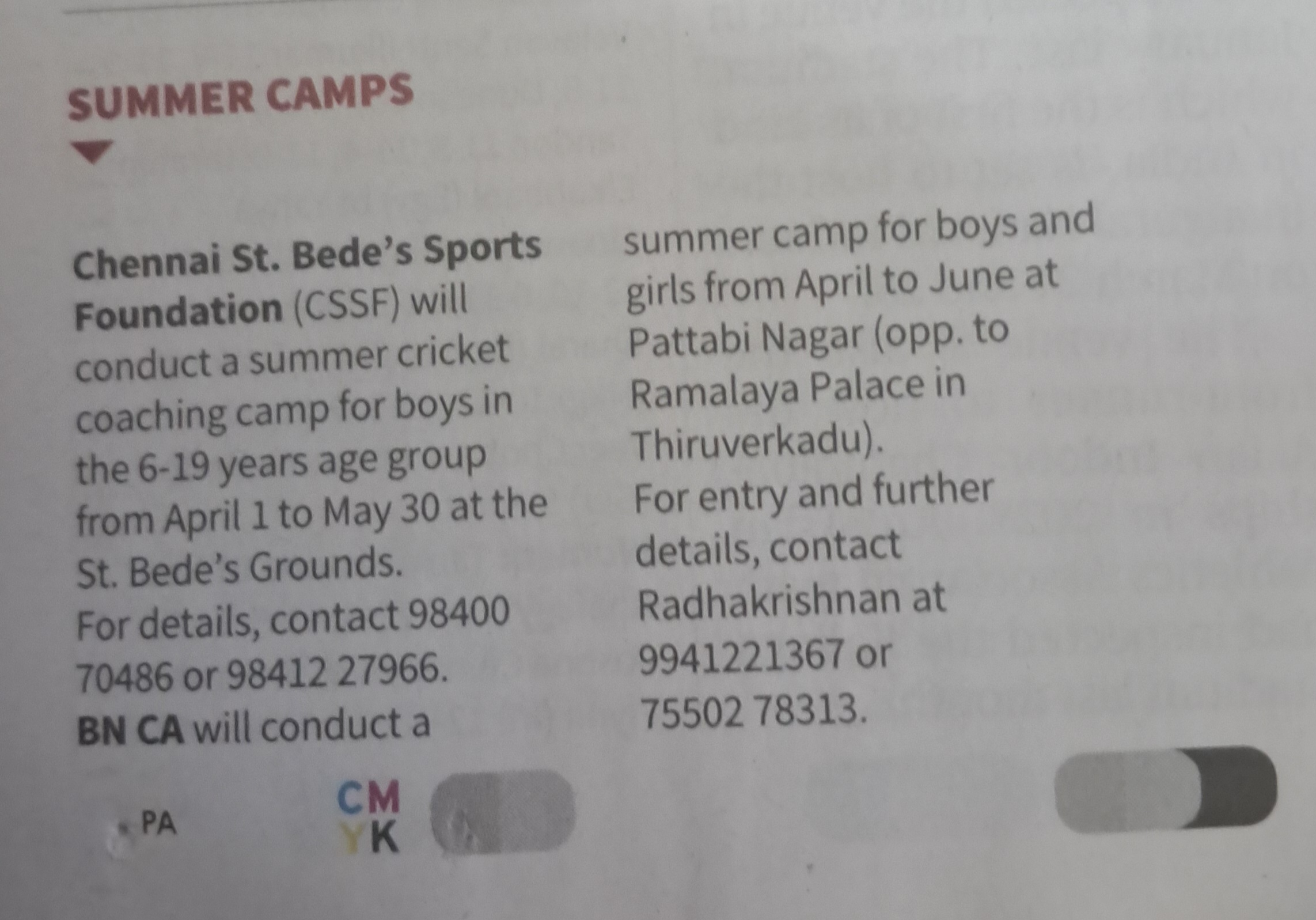 BN Cricket Academy Chennai - Practice Session