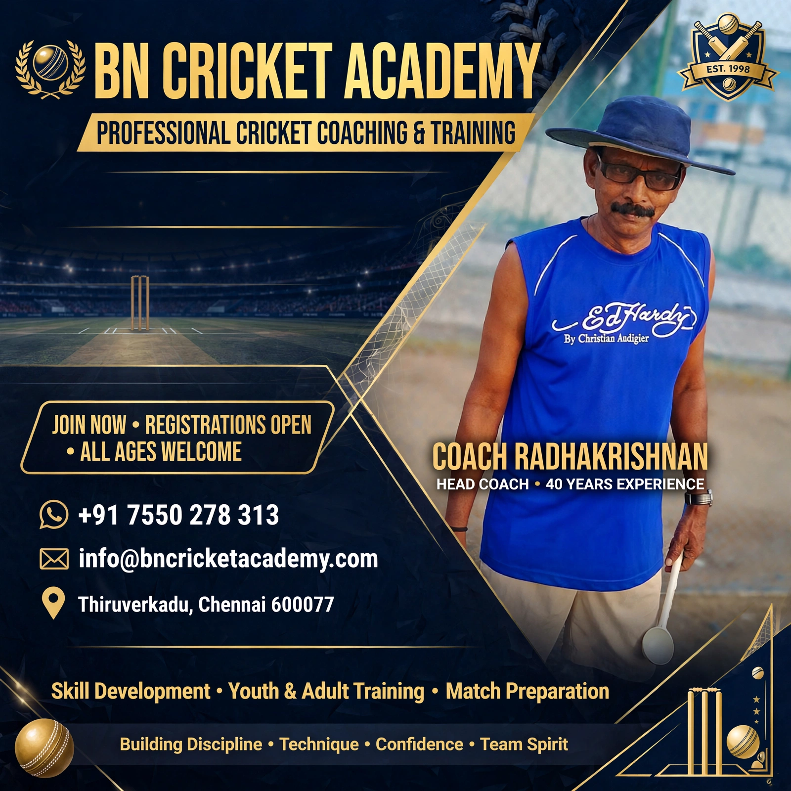 BN Cricket Academy Chennai - Practice Session